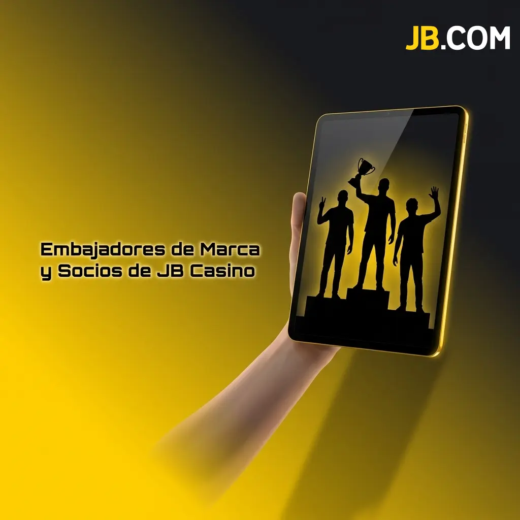 Logotipo de JB Casino con espacio reservado para embajadores de marca y socios oficiales