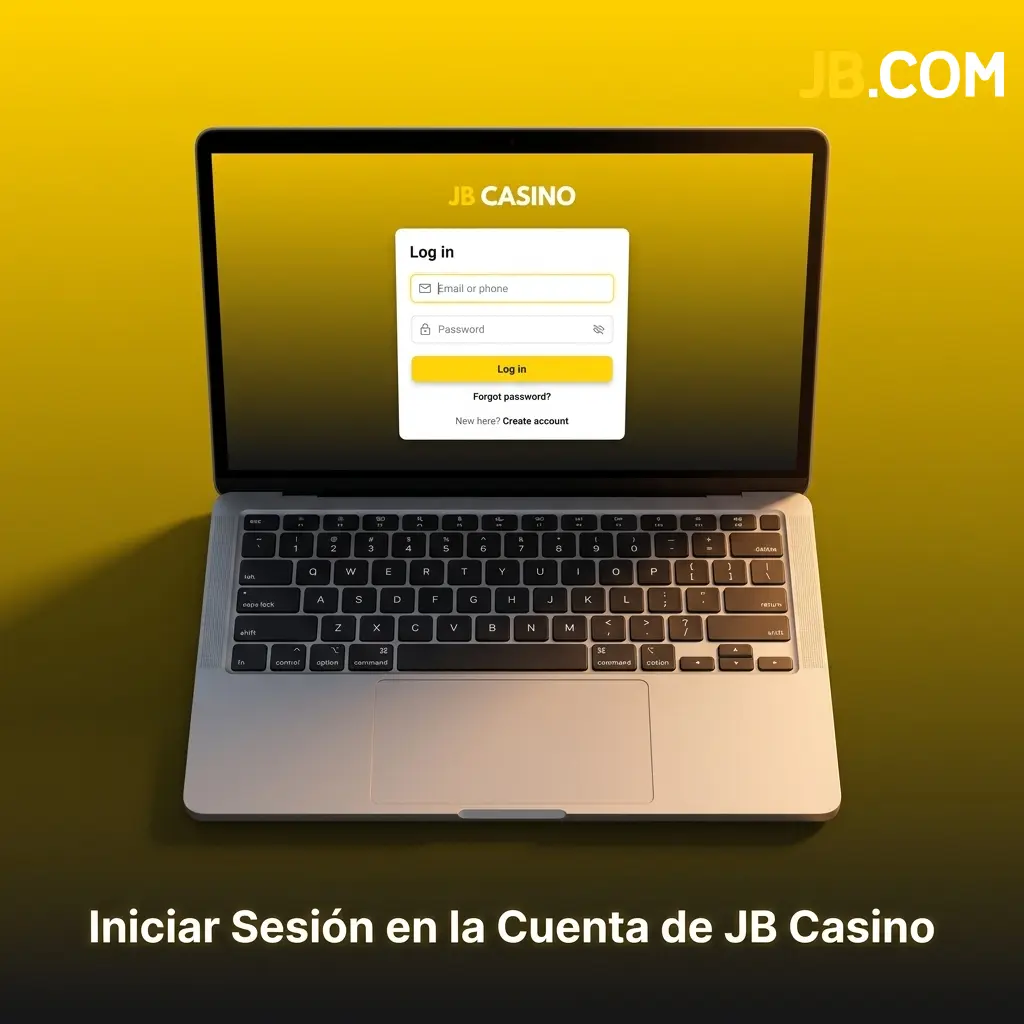 Pantalla de inicio de sesión de JB Casino con campos para correo electrónico y contraseña