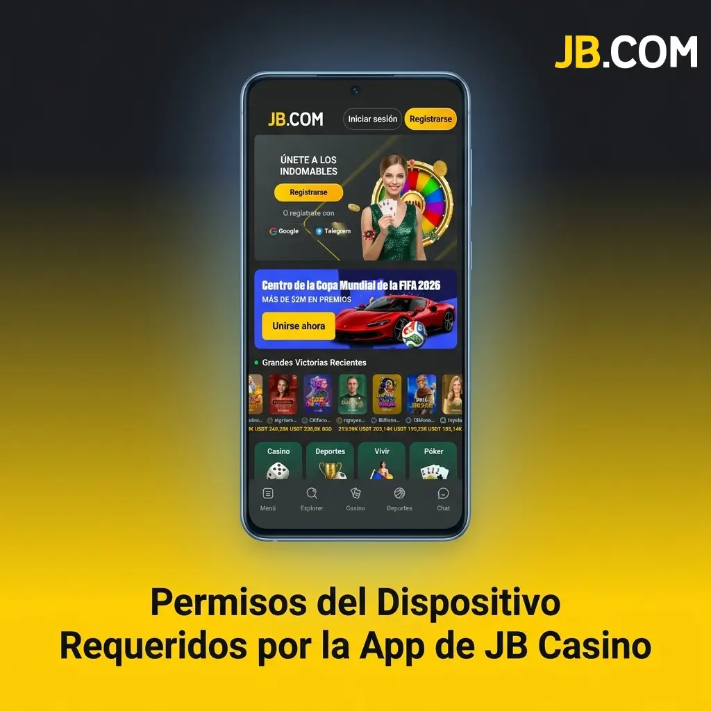 Permisos del dispositivo Android requeridos por la app de JB Casino para su correcto funcionamiento