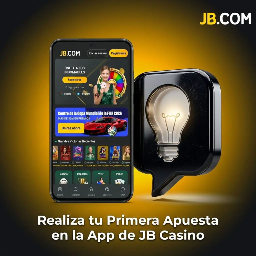 Interfaz de la app JB Casino mostrando cómo realizar una apuesta deportiva en pocos pasos