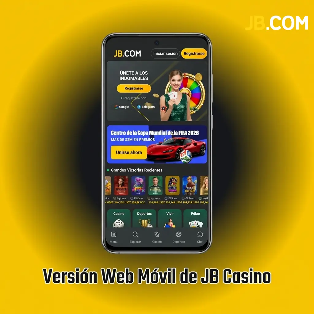 Versión web móvil de JB Casino accesible desde cualquier navegador en smartphone o tableta sin descargas